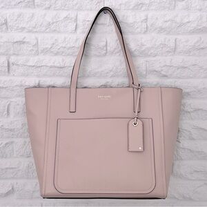 NWOT Kate Spade Greyish Pink Blush Nude ‘Lalena’ Large Pocket Leather Tote Bag